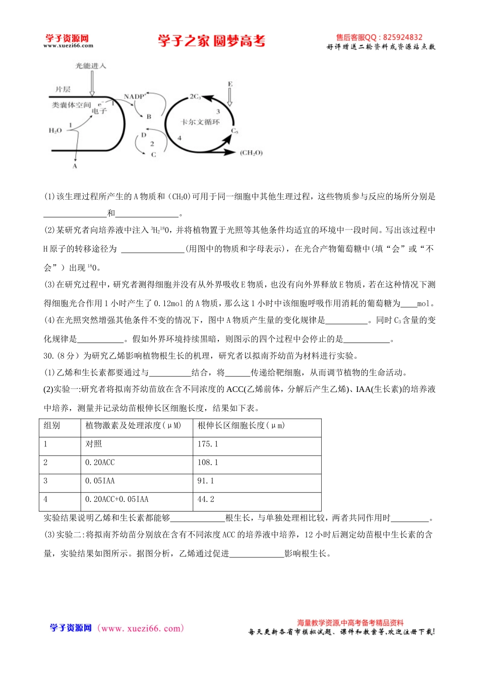 【全国百强校word】河北省衡水中学2017届高三下学期第六周周测理科综合生物试题.doc_第3页