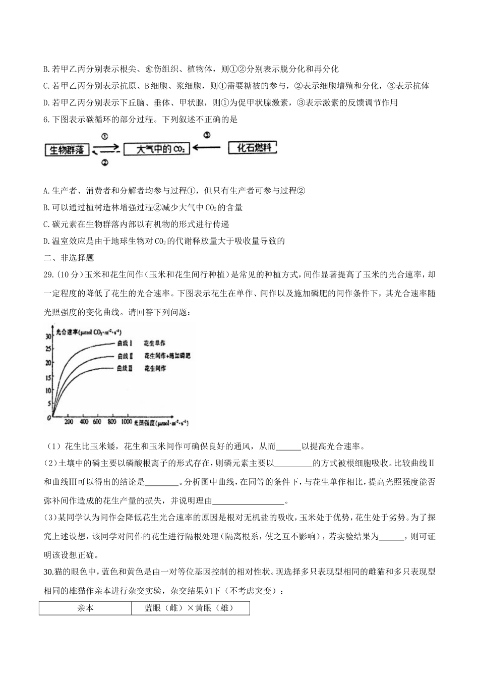 【全国百强校word】河北省衡水中学2018届高三考前自主复习作业箭在弦上（六）理科综合生物试卷.doc_第2页