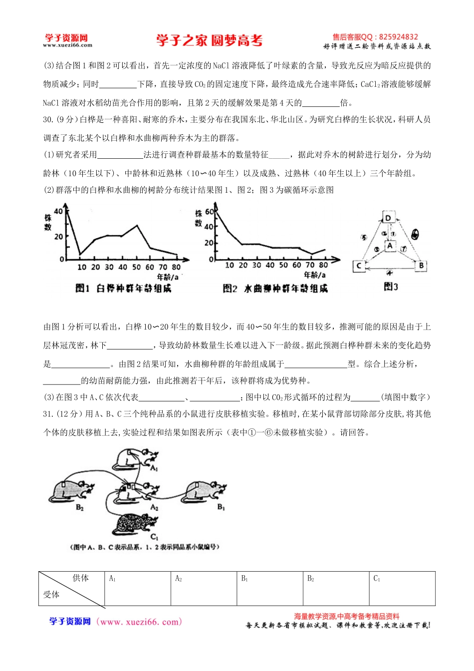 【全国百强校word】河北省衡水中学2017届高三下学期二调考试理综生物试题.doc_第3页