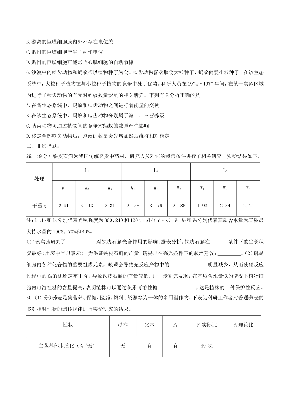 【全国百强校word】河北省衡水中学2018届高三二十模考试理科综合（A卷）生物试题.doc_第2页