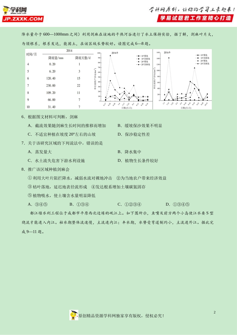 黄金卷20-【赢在高考·黄金20卷】备战2020高考地理全真模拟卷（原卷版）.docx_第2页