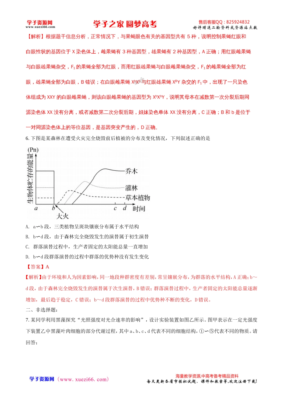 精品解析：【全国百强校word】河北省衡水中学2017年高考押题理科综合生物试题（三）（解析版）.doc_第3页