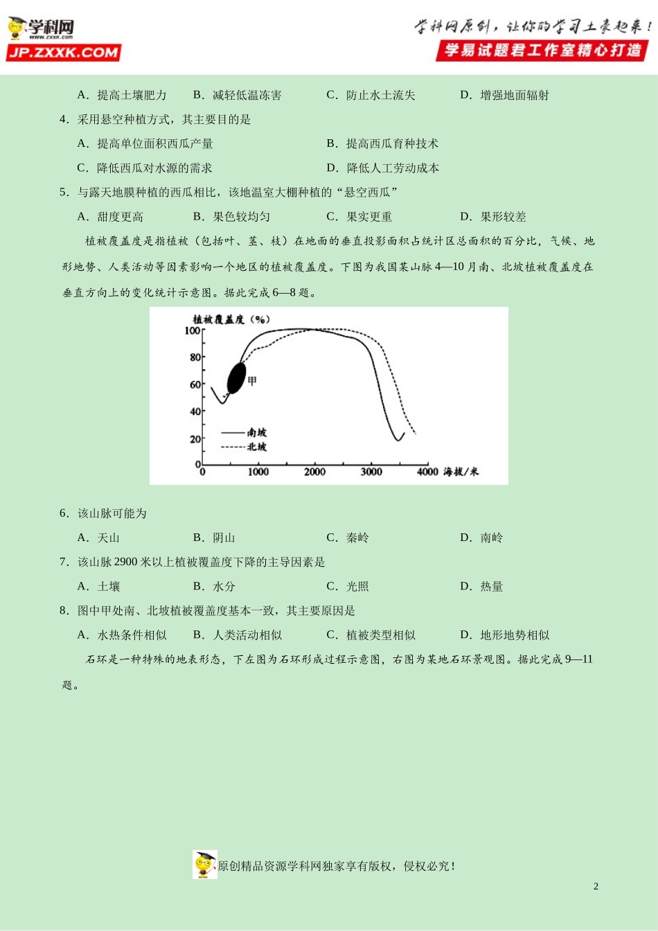 黄金卷08-【赢在高考·黄金20卷】备战2020高考地理全真模拟卷（原卷版）.docx_第2页