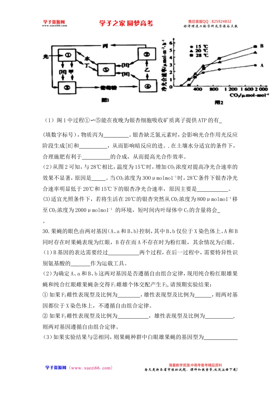 河北省衡水中学2017届高三上学期第20周周测理综生物试题（解析版）.doc_第3页