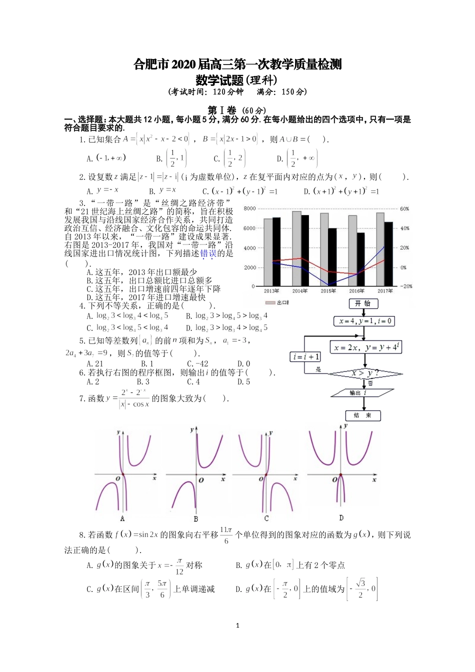 2020届合肥一模理数—试题.doc_第1页