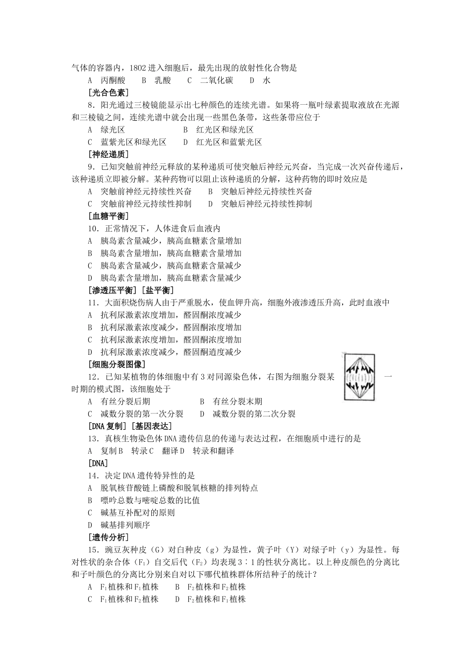2003年江苏高考生物真题及答案.doc_第2页