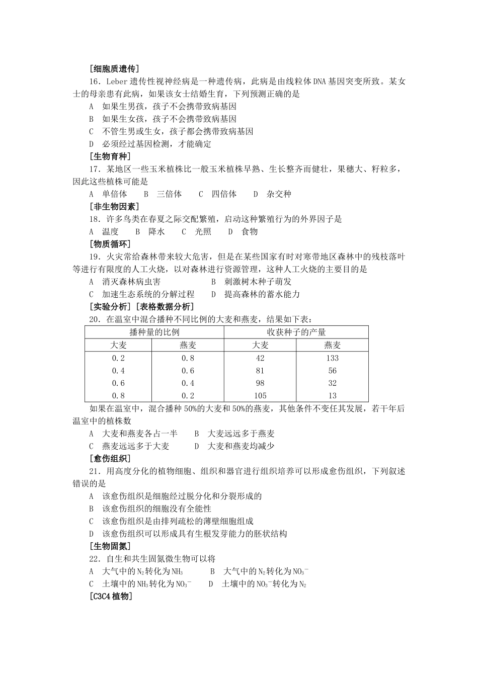 2003年江苏高考生物真题及答案.doc_第3页