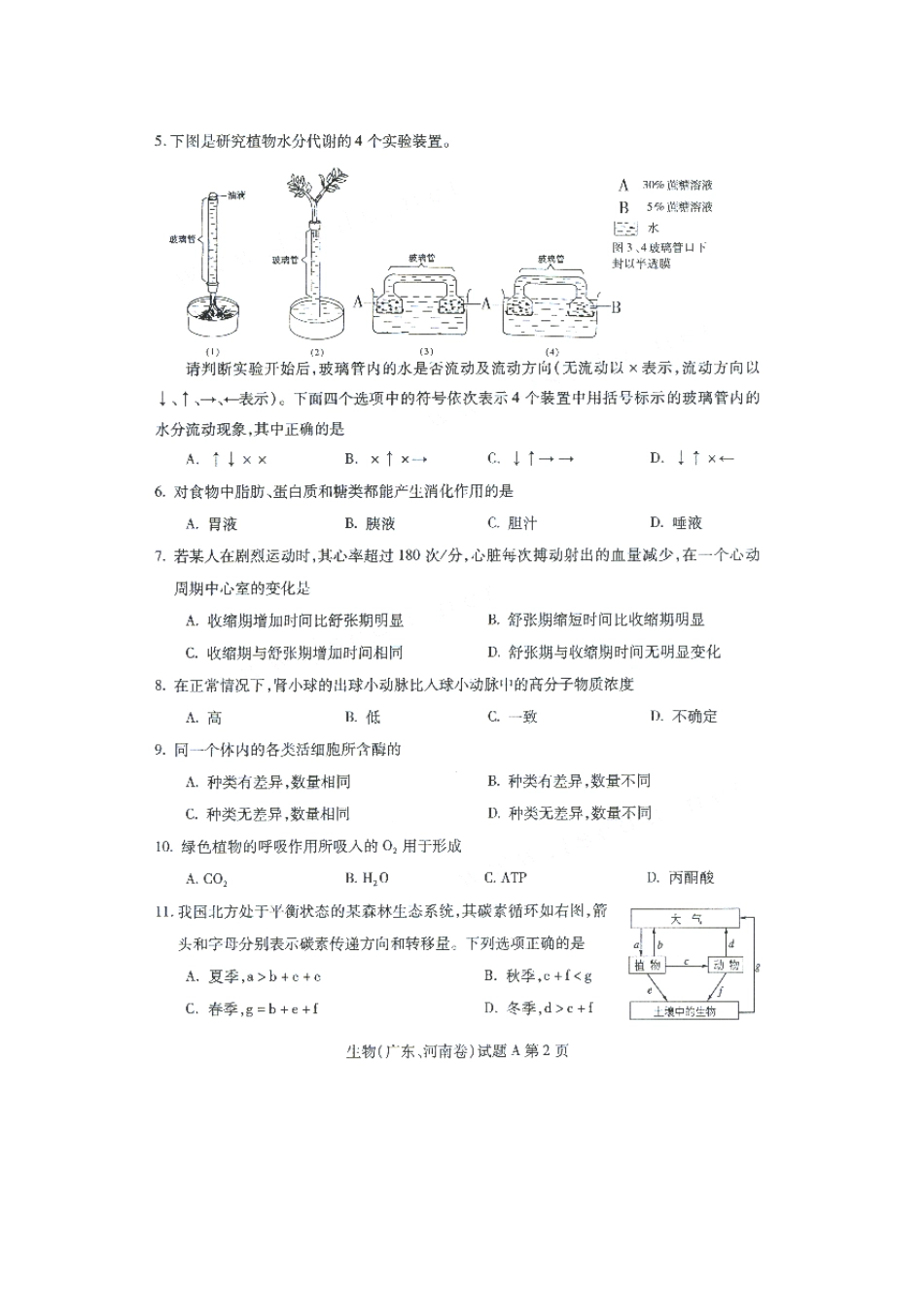 2001年广东高考生物真题及答案(图片版).doc_第2页