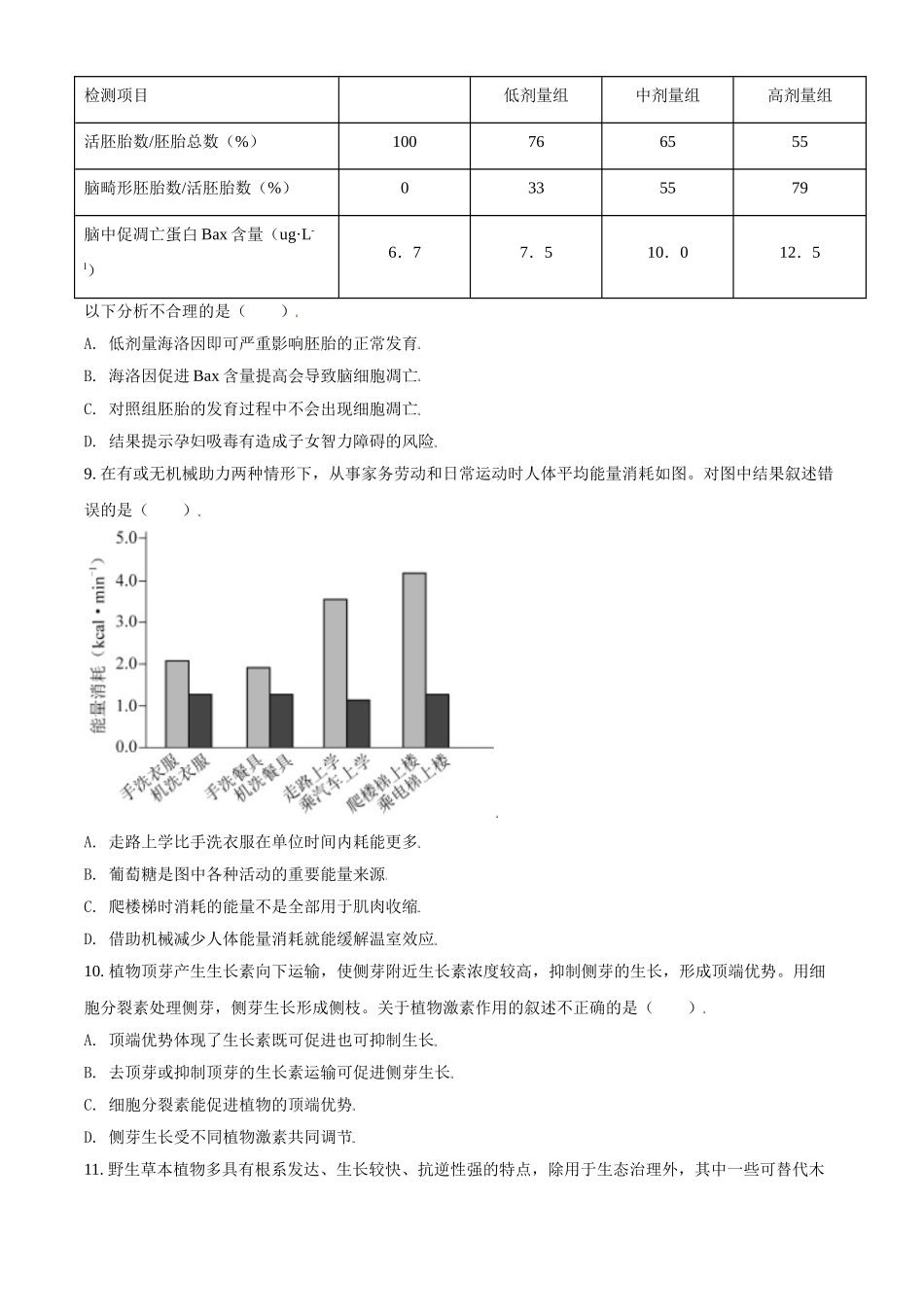 2021年北京市高考生物试卷（原卷版）(1).doc_第3页
