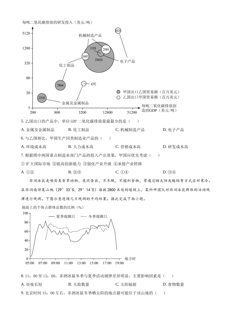 2023湖南高考地理真题（原卷版）.docx_第2页