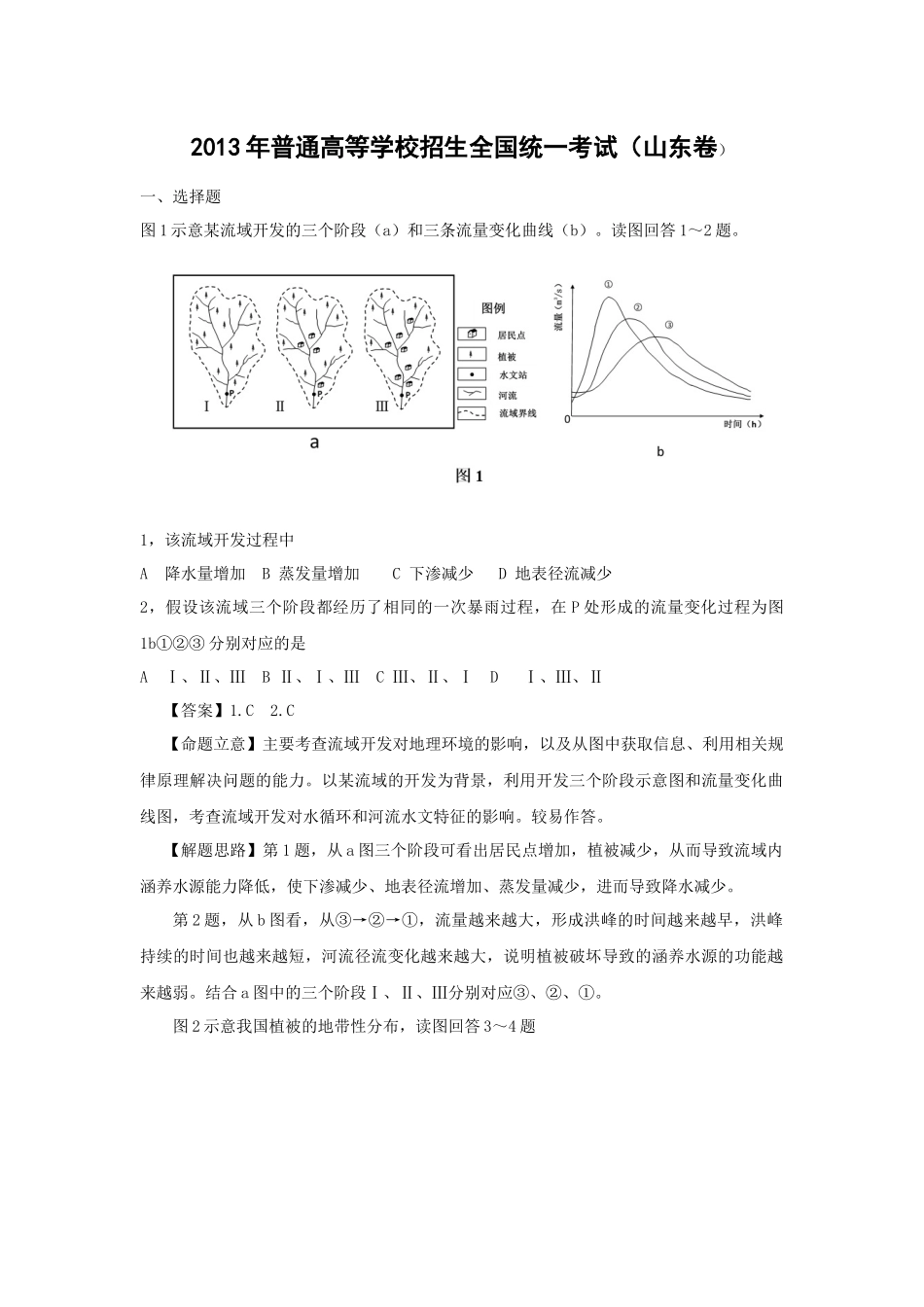 2013年高考地理真题（山东自主命题）（解析版）.docx_第1页
