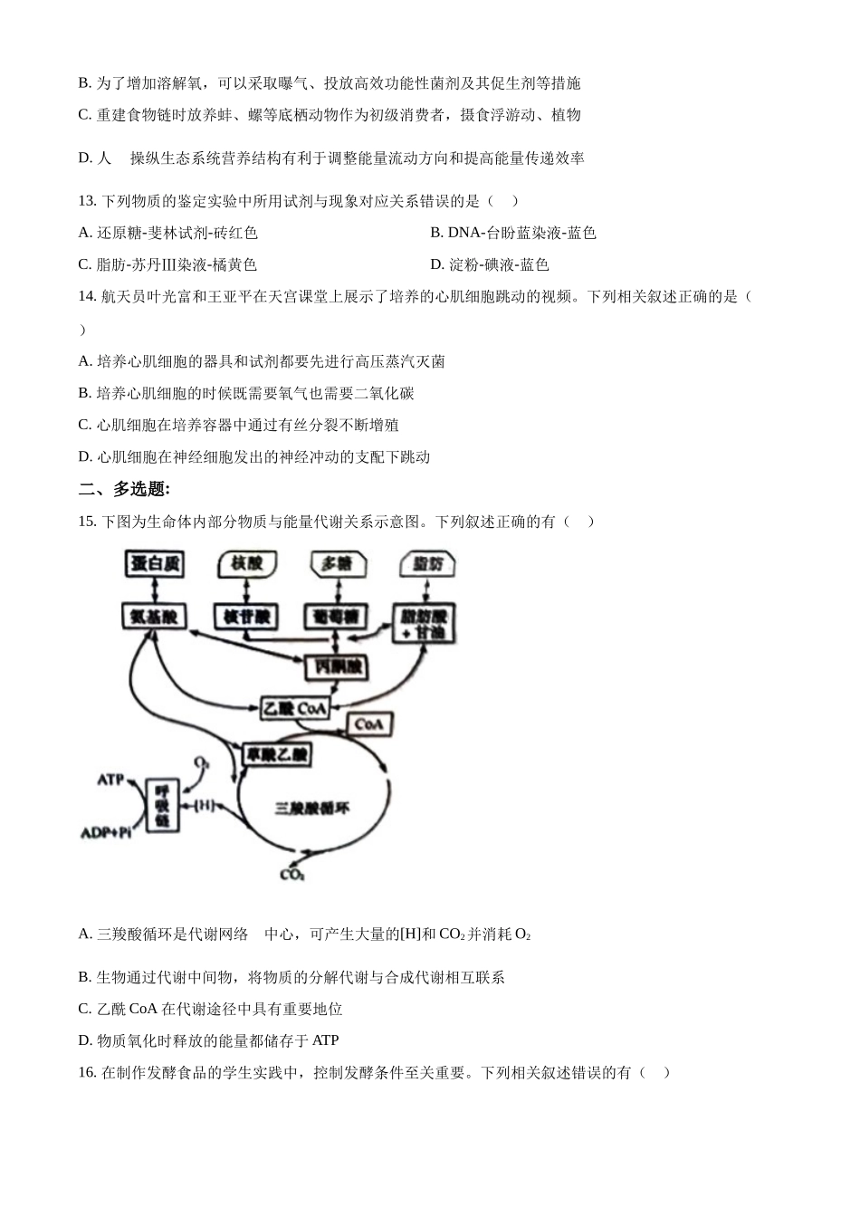 2022年高考生物真题（江苏自主命题）（原卷版）.docx_第3页