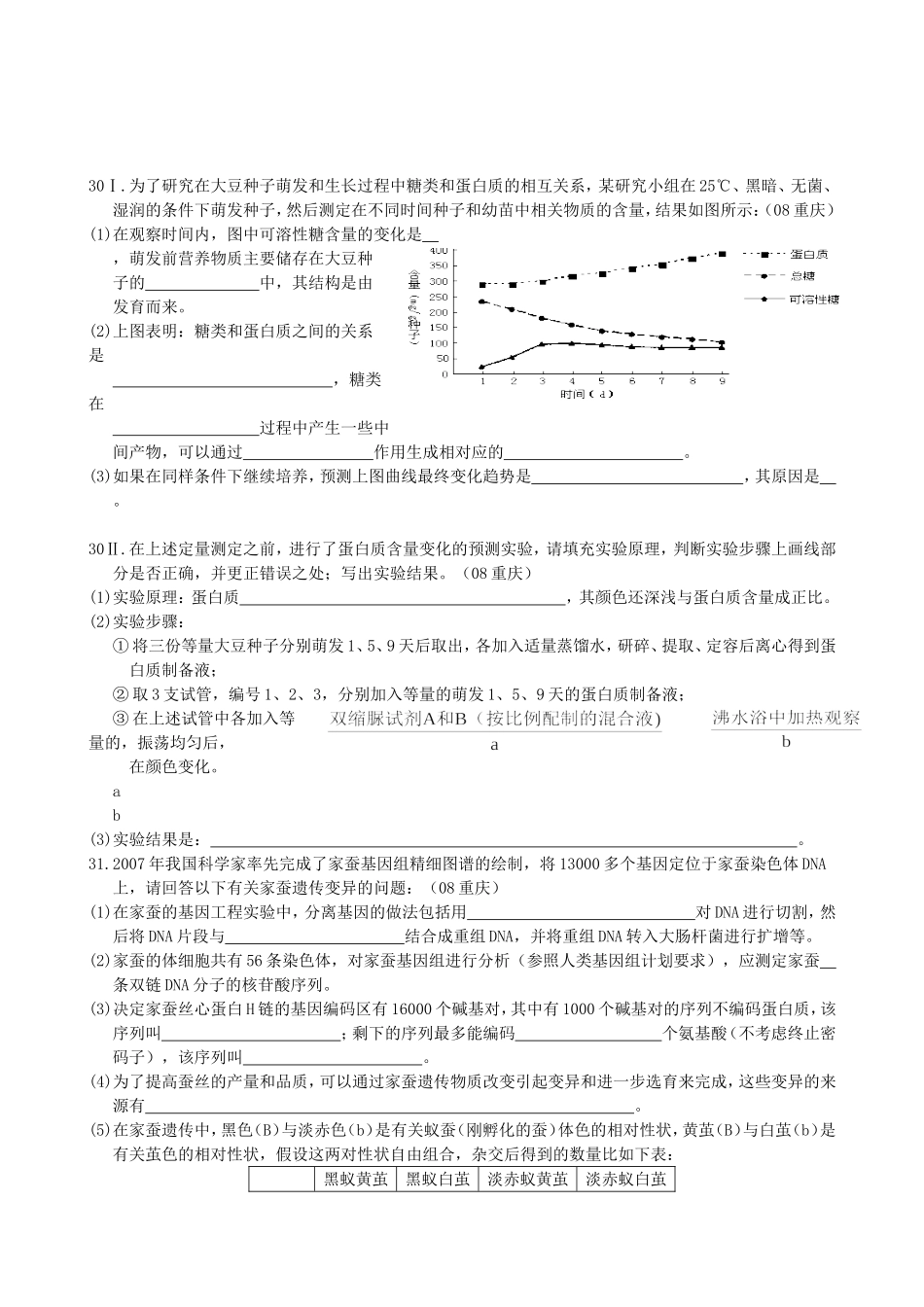 2008年高考重庆高考理综生物试题含答案word版.doc_第2页