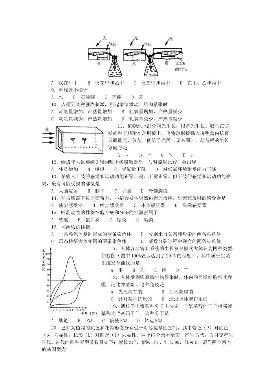 2002年河南高考生物真题及答案.doc_第2页