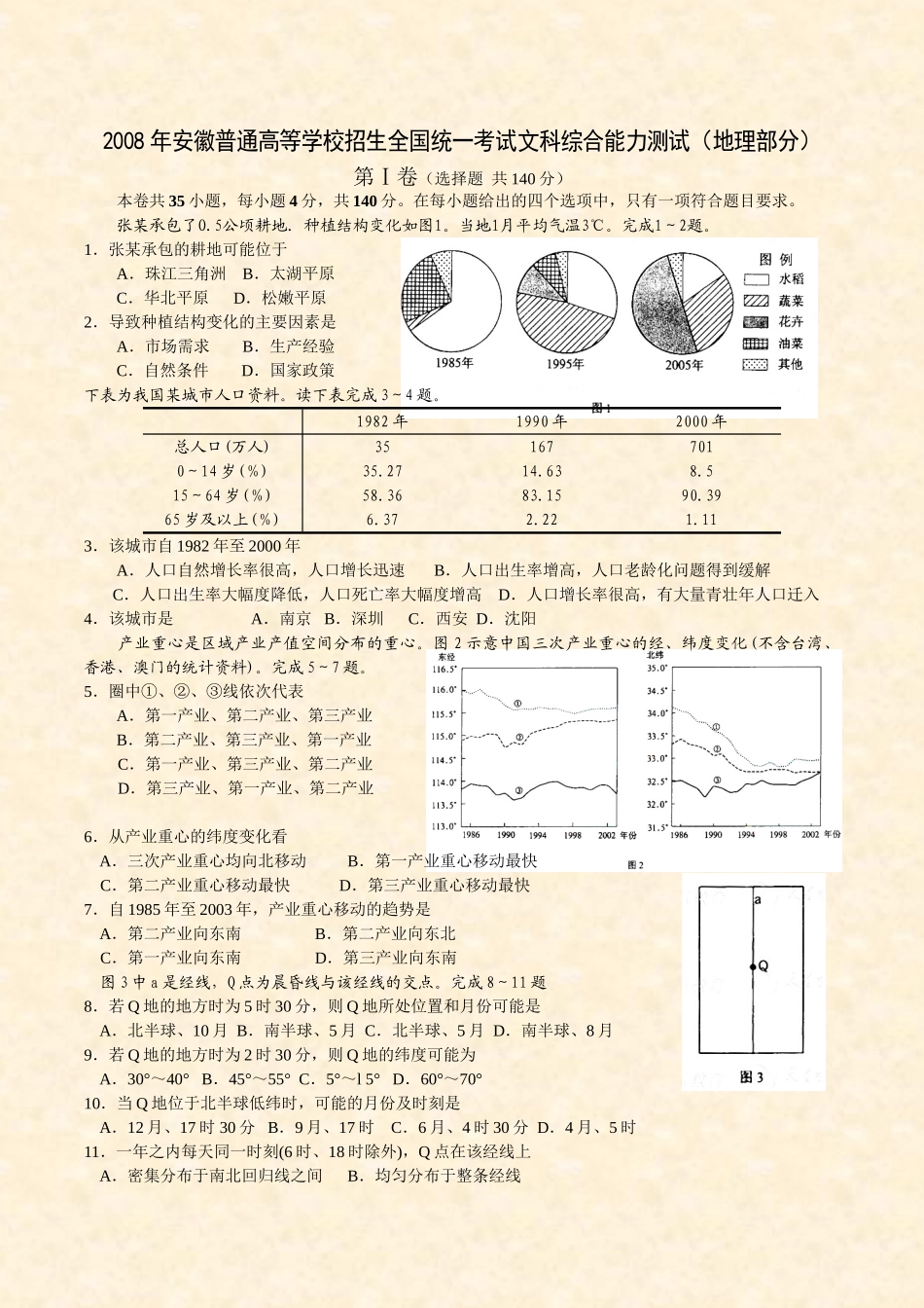 2008年高考地理真题（安徽自主命题）.doc_第1页