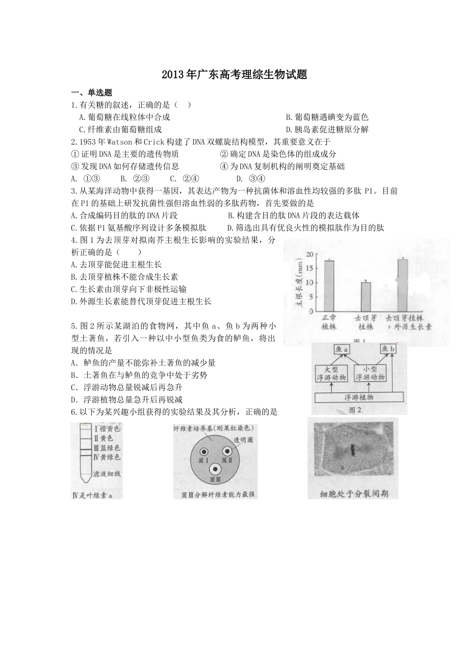 2013年高考化学真题（广东自主命题）.docx_第1页