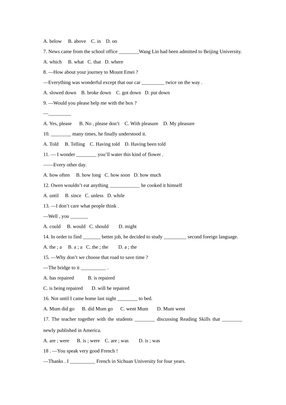 2009年高考英语真题（四川自主命题）.doc_第2页