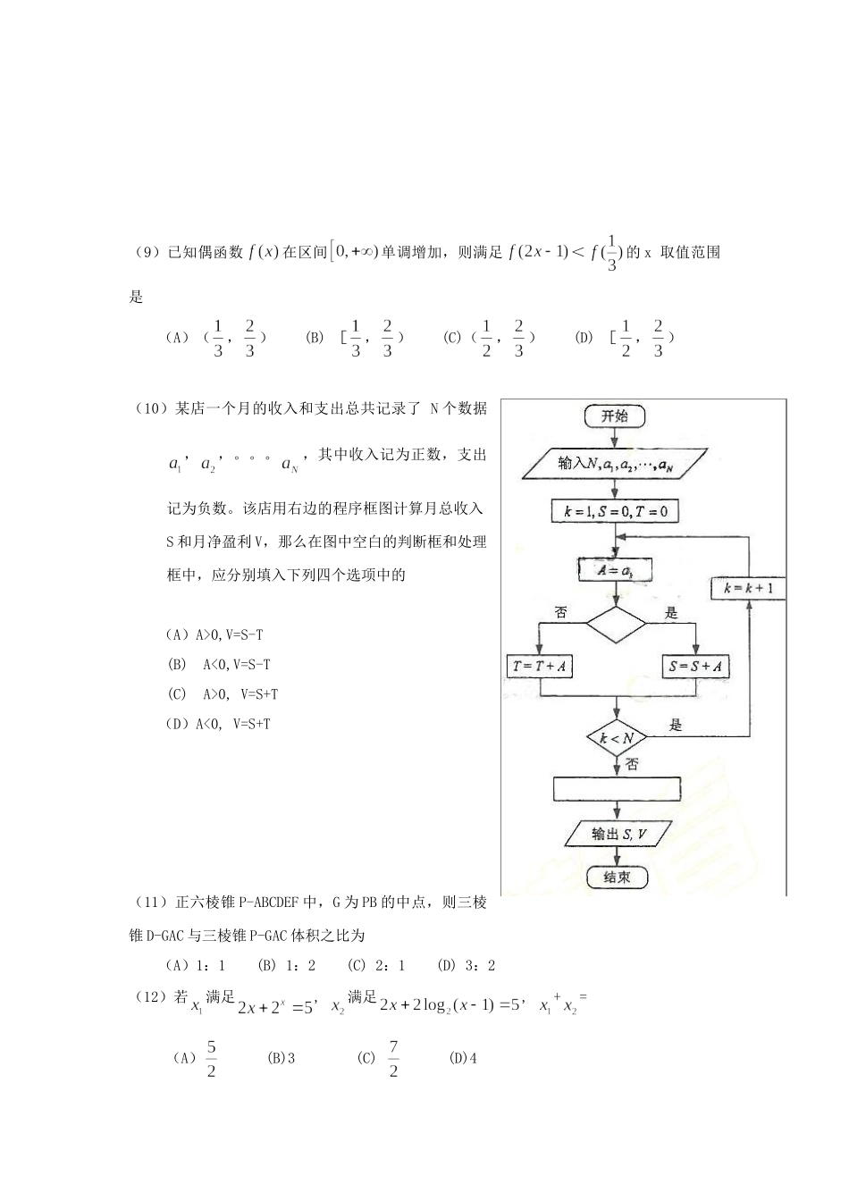 2009年辽宁高考理科数学真题及答案.doc_第2页