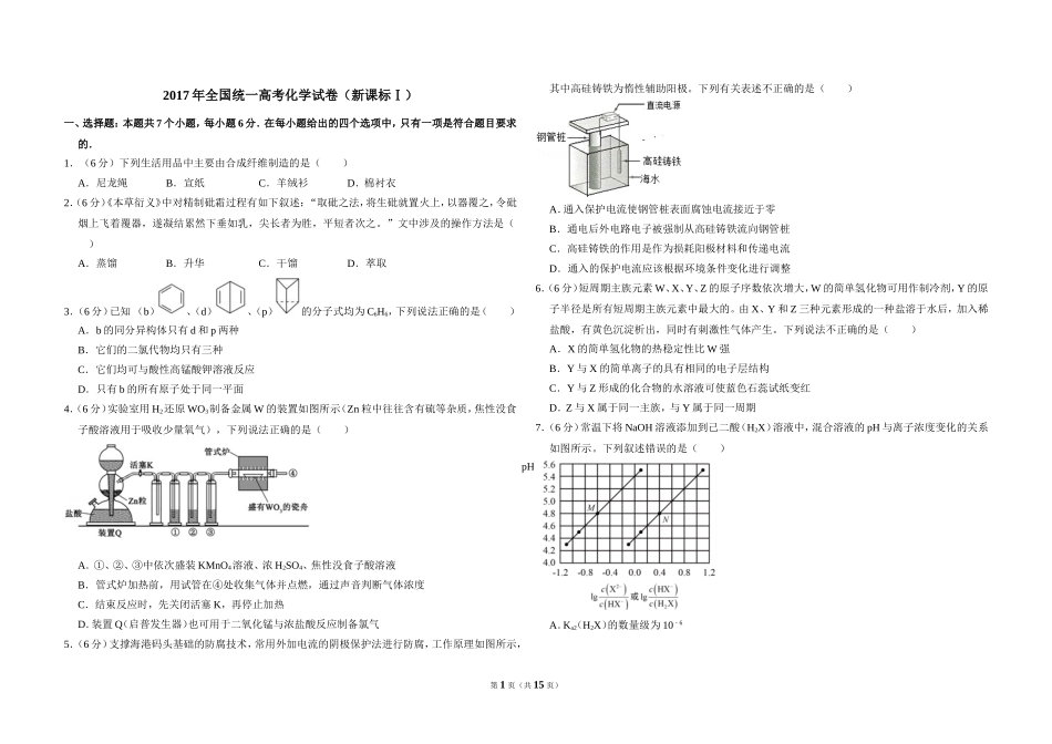 2017年高考真题 化学(山东卷)（含解析版）.doc_第1页