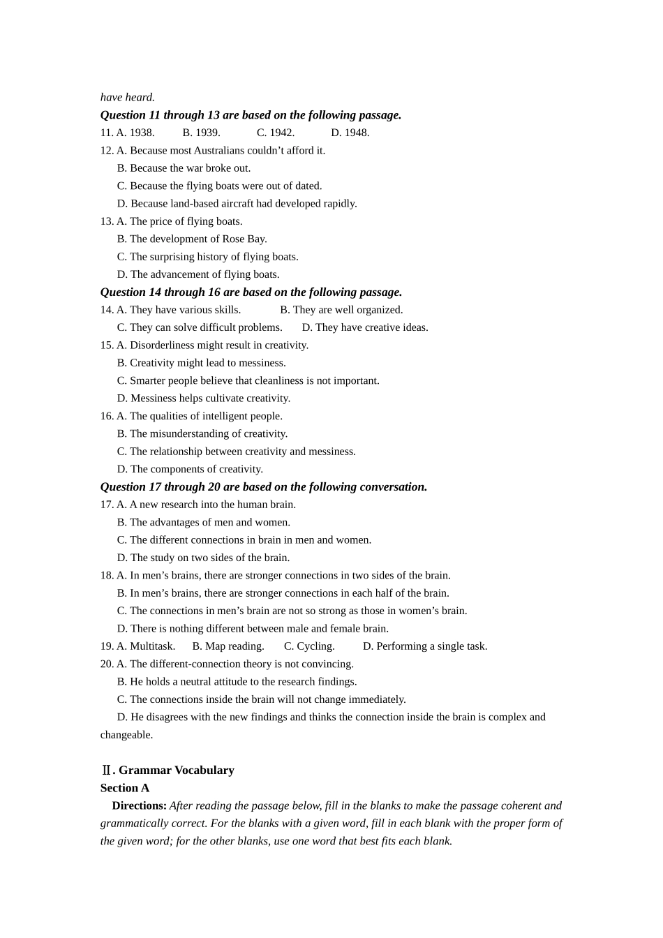 2019年上海市春季高考英语试题（原卷版）.doc_第2页