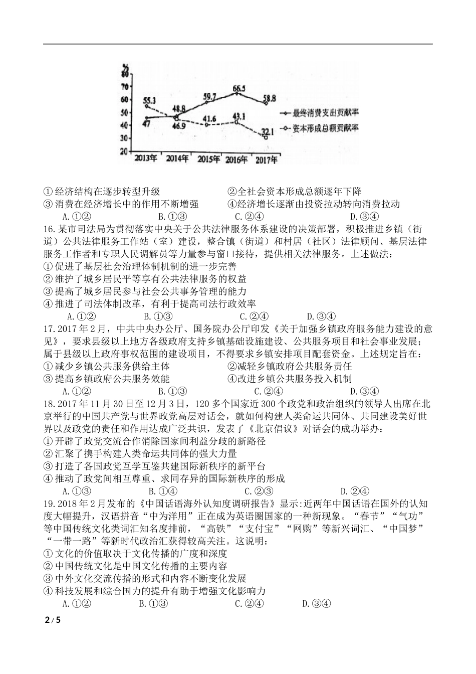 2018年高考真题 政治(山东卷)（含解析版）.docx_第2页