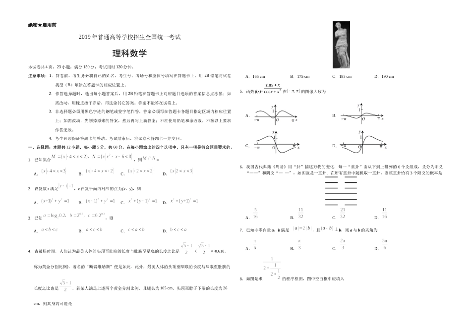 2019年广东高考（理科）数学（原卷版）.docx_第1页