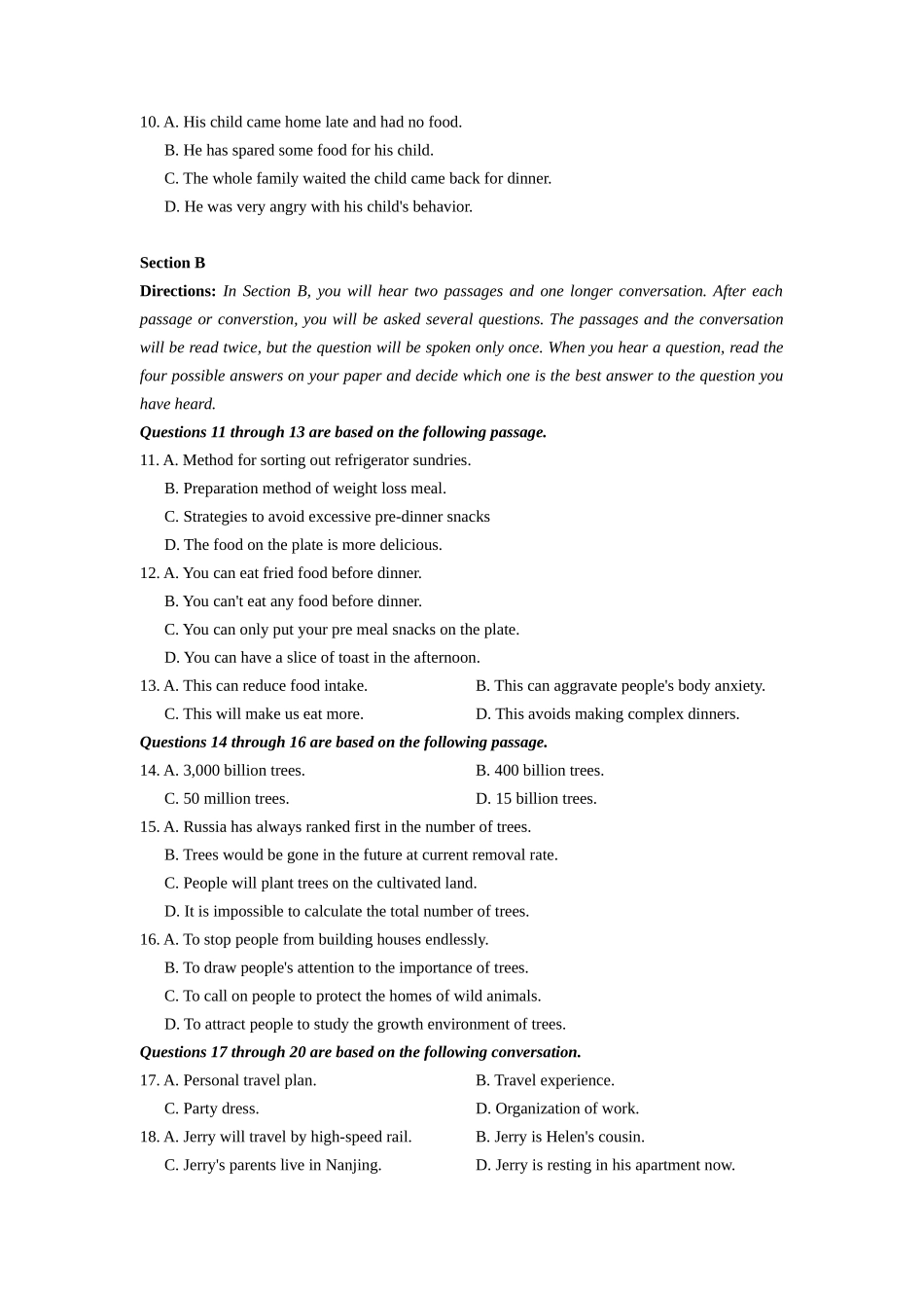 2022年1月上海春考英语真题试卷及答案（精校版）.doc_第2页