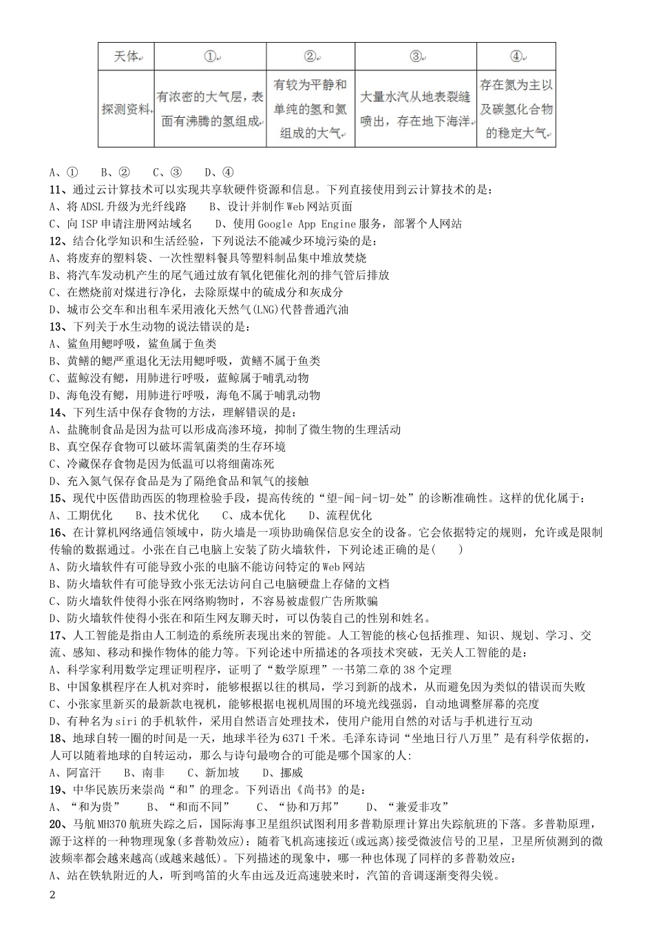 2015年425公务员联考《行测》（海南卷）.docx_第2页