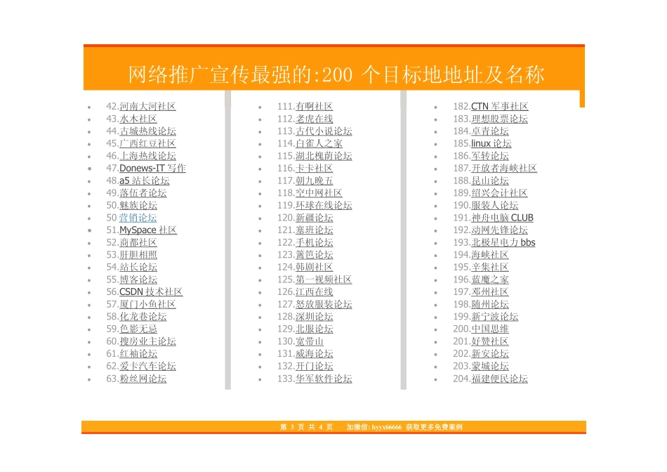 38.网络推广宣传最强的的200个目标地地址及名称.pdf_第3页