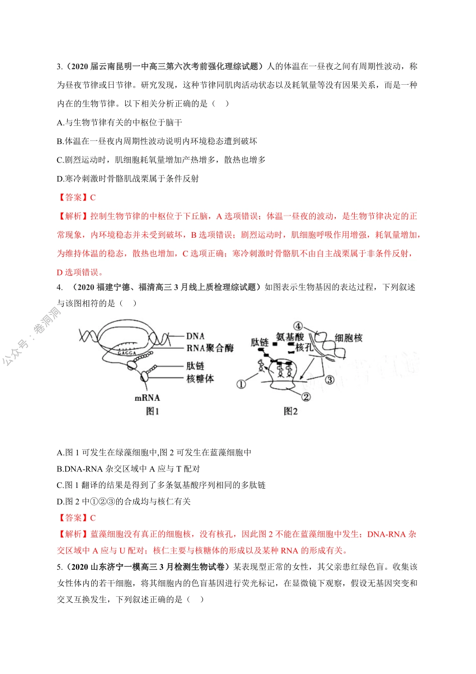 卷6-2020高考生物各地优质试题重组全真模拟卷【新课标卷】(解析版).pdf_第2页