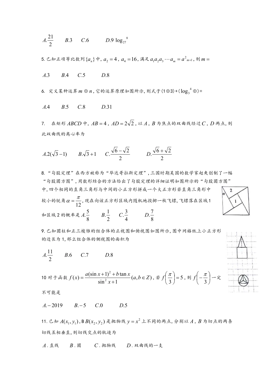 广东省2019届高三年级百校联考理科数学.pdf_第2页