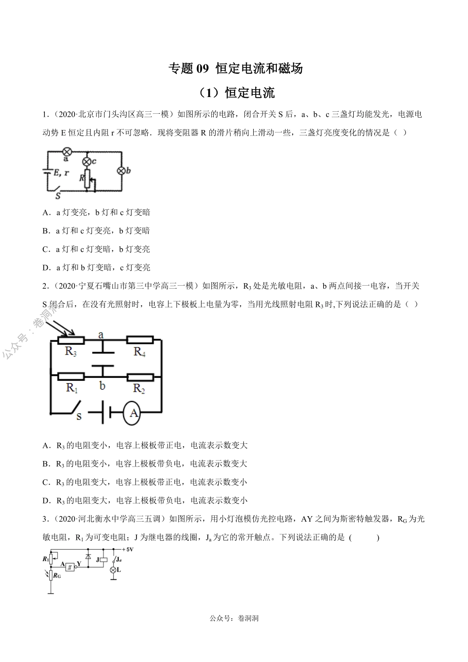 专题09 恒定电流和磁场（原卷版）.pdf_第1页