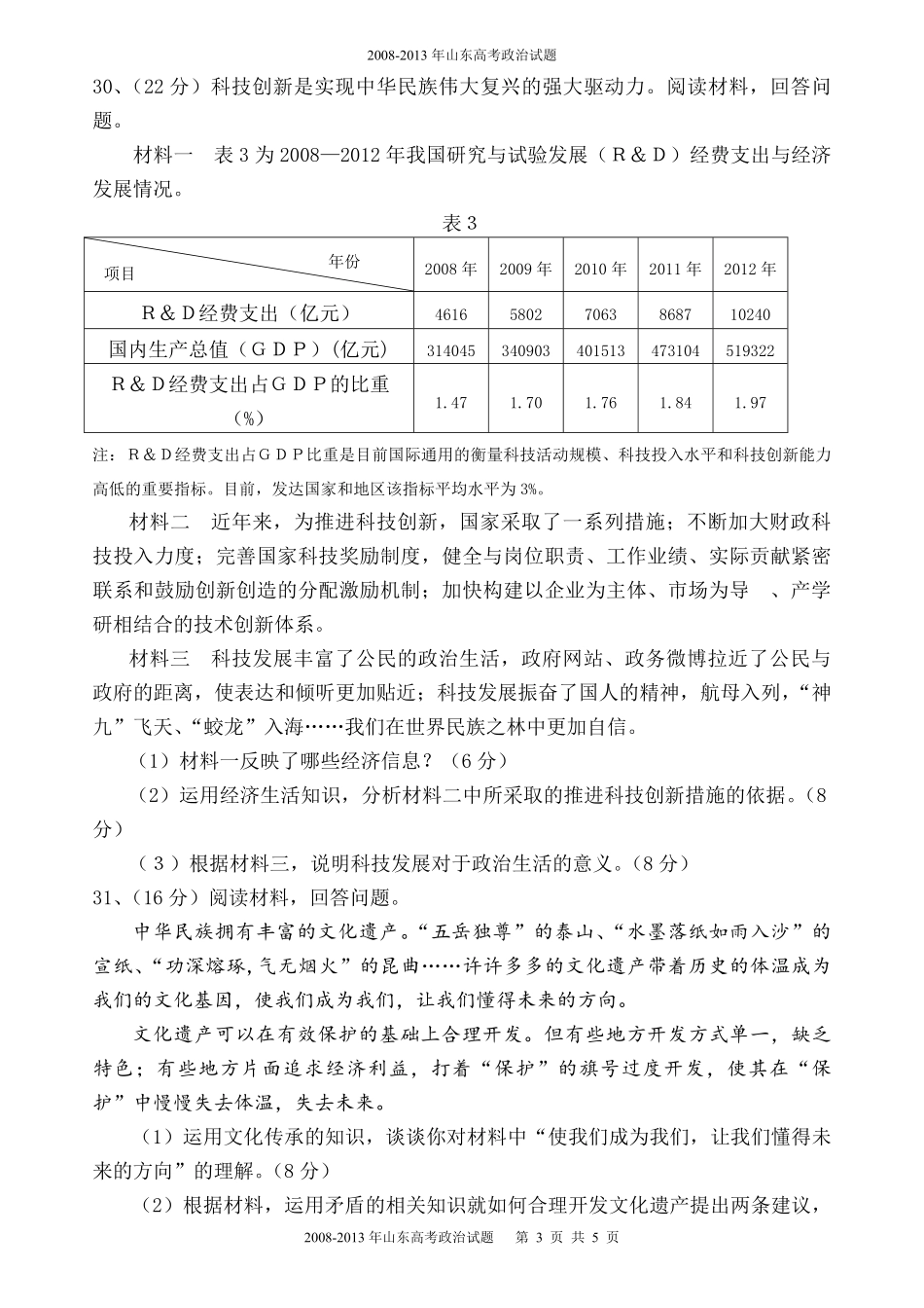 2013年高考真题 政治(山东卷)（含解析版）.pdf_第3页