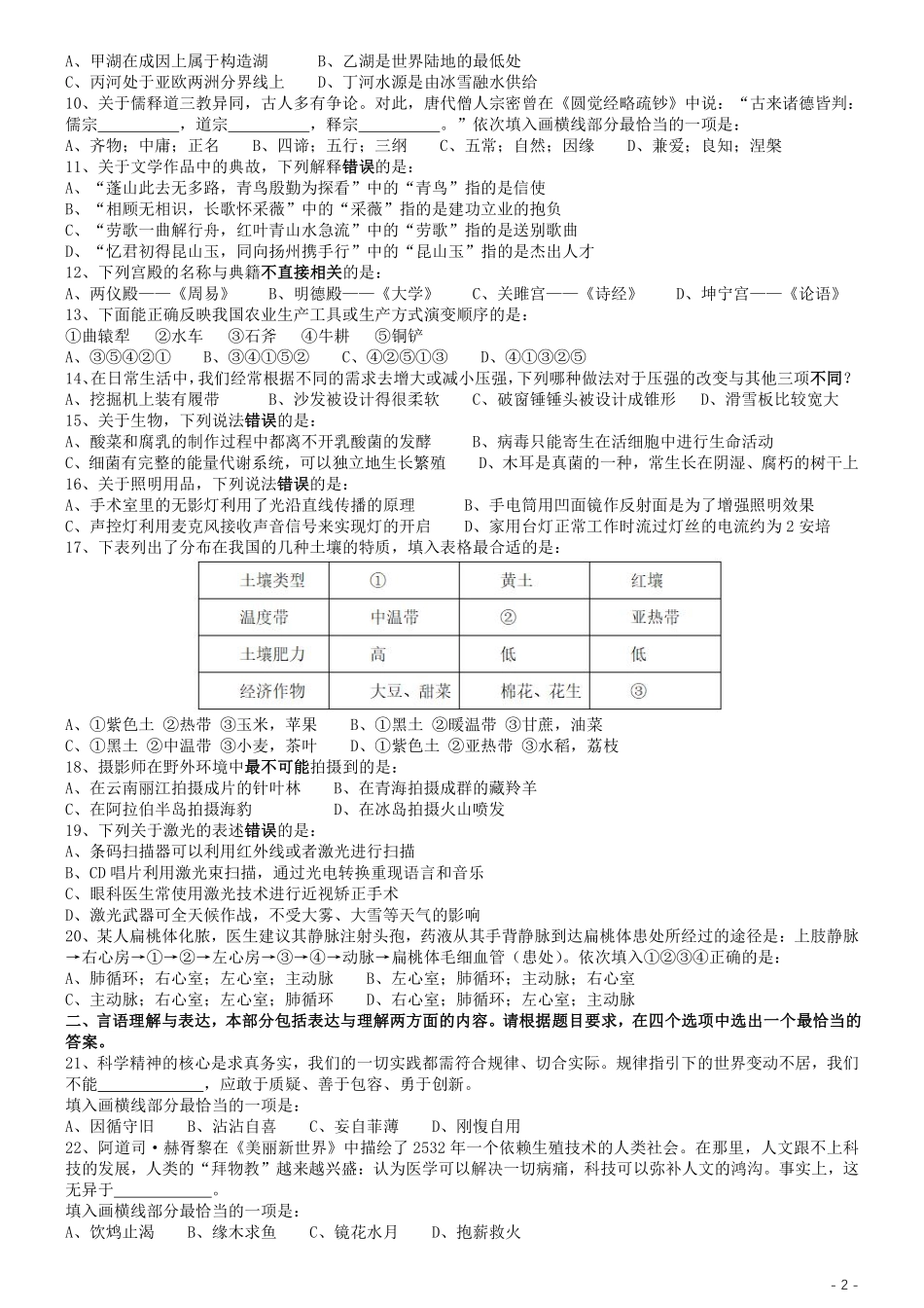 2019年国家公务员考试行测真题（省级）.pdf_第2页