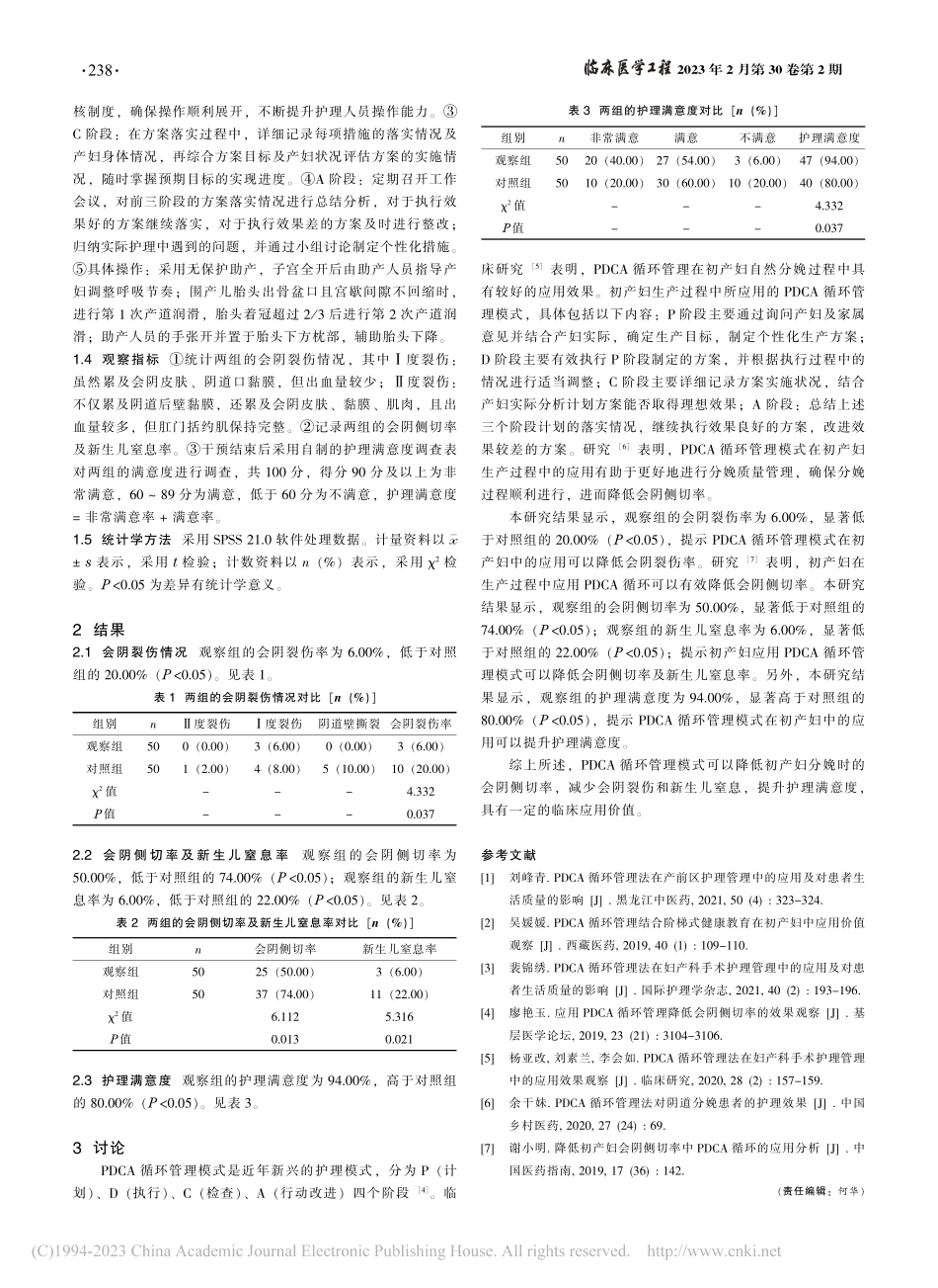 PDCA循环管理模式在初产...及对会阴侧切的预防价值分析_雷鸣.pdf_第2页