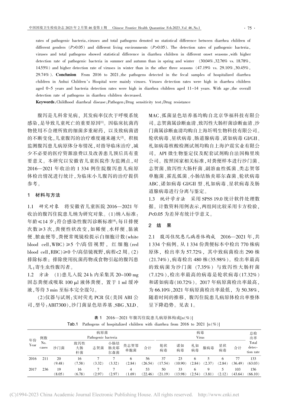安徽省儿童医院2016—2...1年住院腹泻患儿病原学监测_张蔷.pdf_第2页