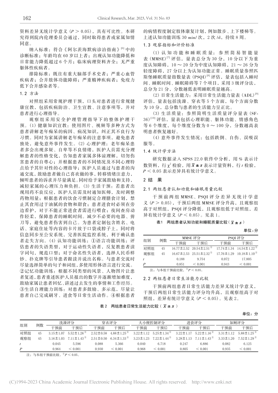 安全护理管理指导下的整体护...者生活质量及认知功能的影响_张芳芳.pdf_第2页