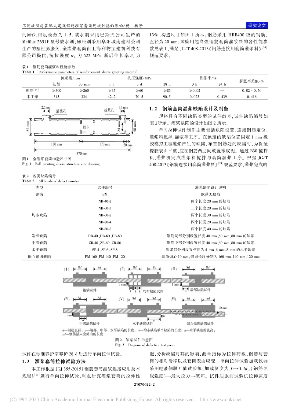 不同缺陷对装配式建筑钢筋灌浆套筒连接性能的影响_杨杨_.pdf_第2页
