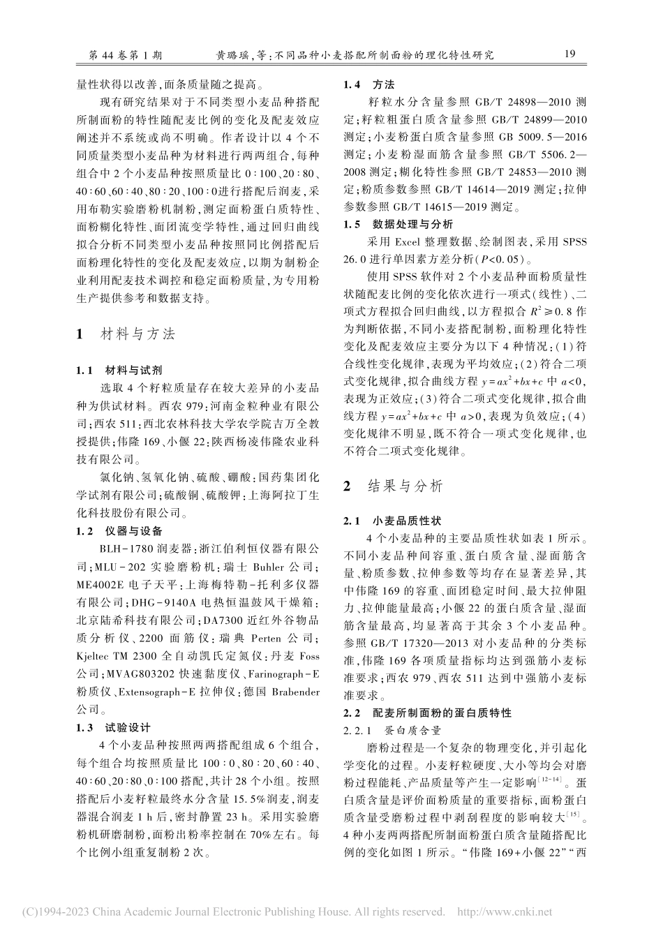 不同品种小麦搭配所制面粉的理化特性研究_黄璐瑶.pdf_第3页