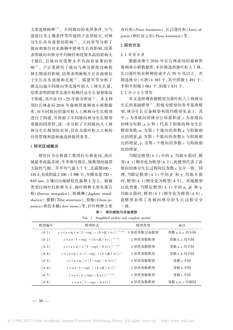不同坡向落叶松人工林林分生长模型差异的研究_刘剑.pdf_第2页