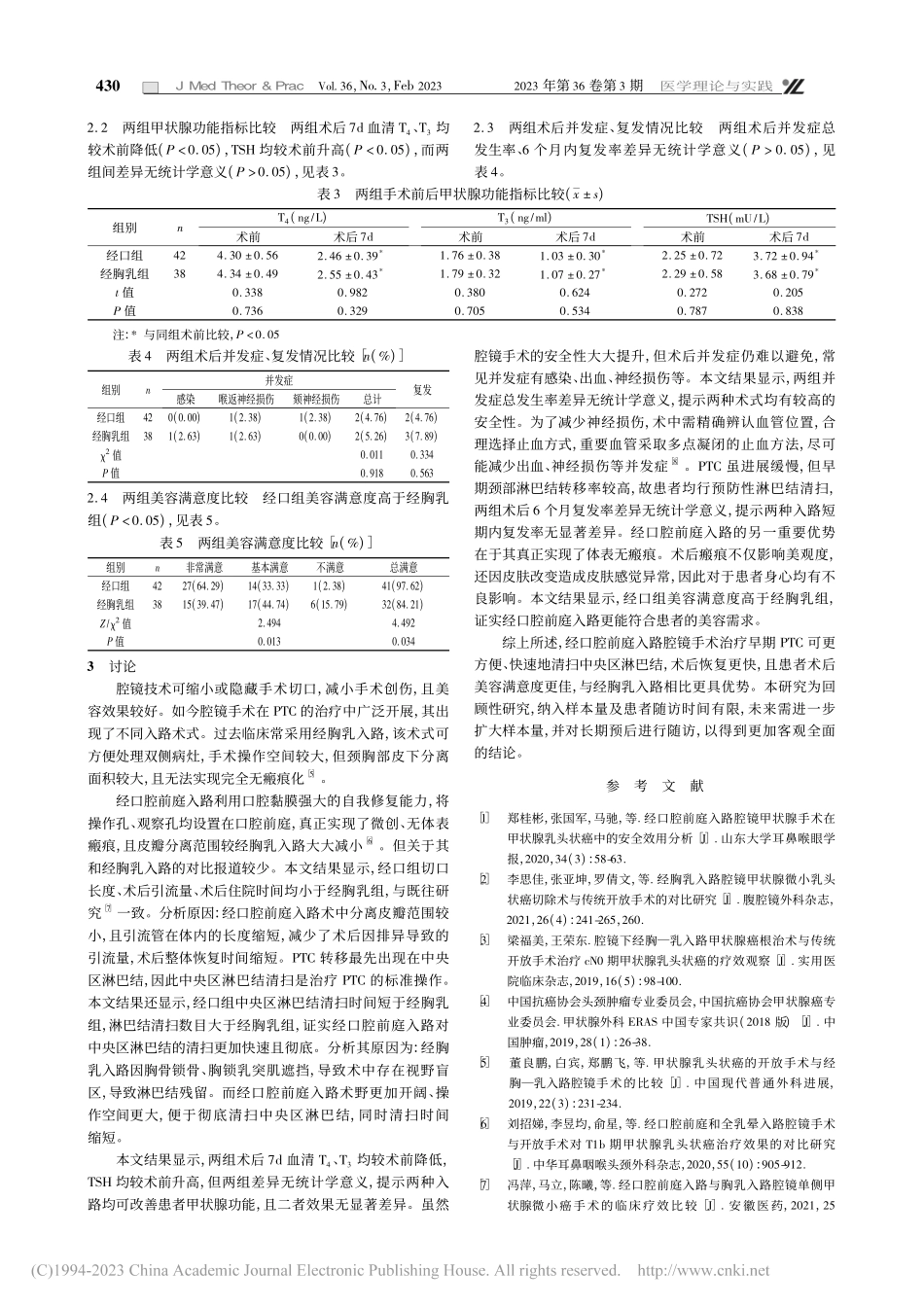 不同入路腔镜手术治疗早期甲...清扫数目及美容满意度的影响_廖椿涛.pdf_第3页