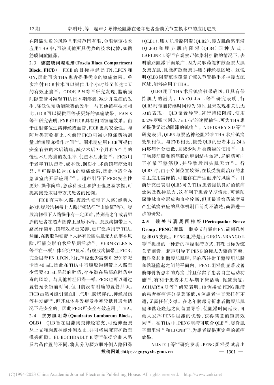 超声引导神经阻滞在老年患者全髋关节置换术中的应用进展_郭明玲.pdf_第3页