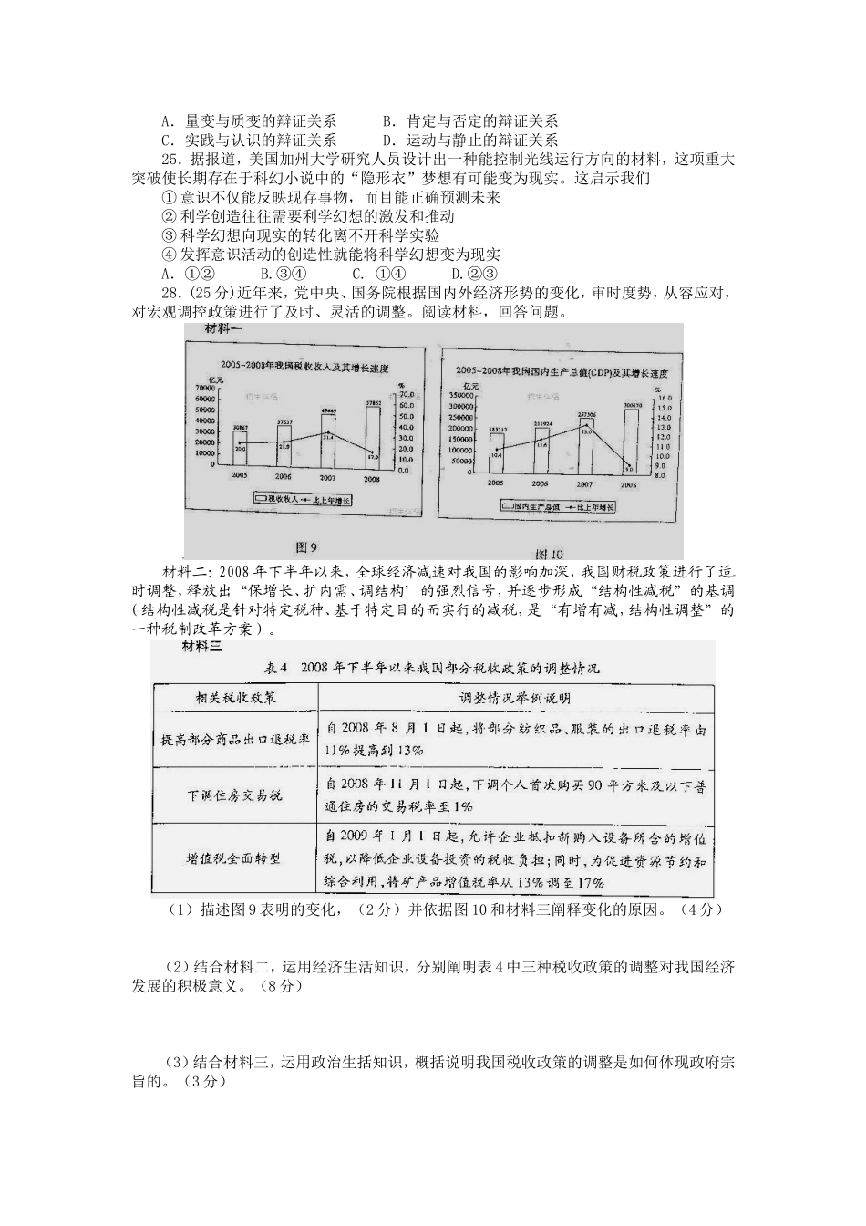 2009年高考真题 政治(山东卷)（原卷版）（www.ximiyu.com）.doc_第2页