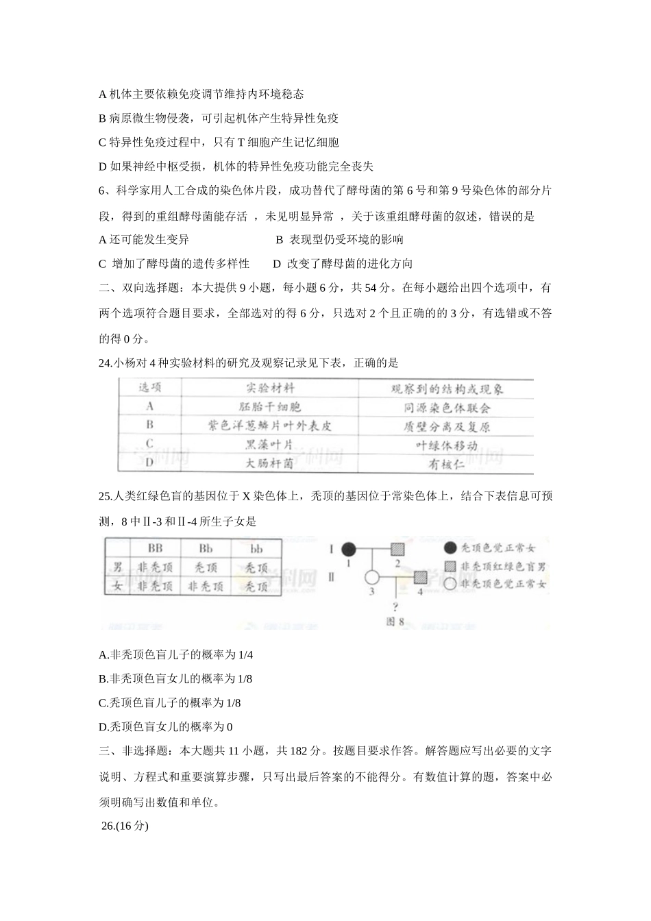 2012广东高考理综生物试卷及答案.docx_第2页
