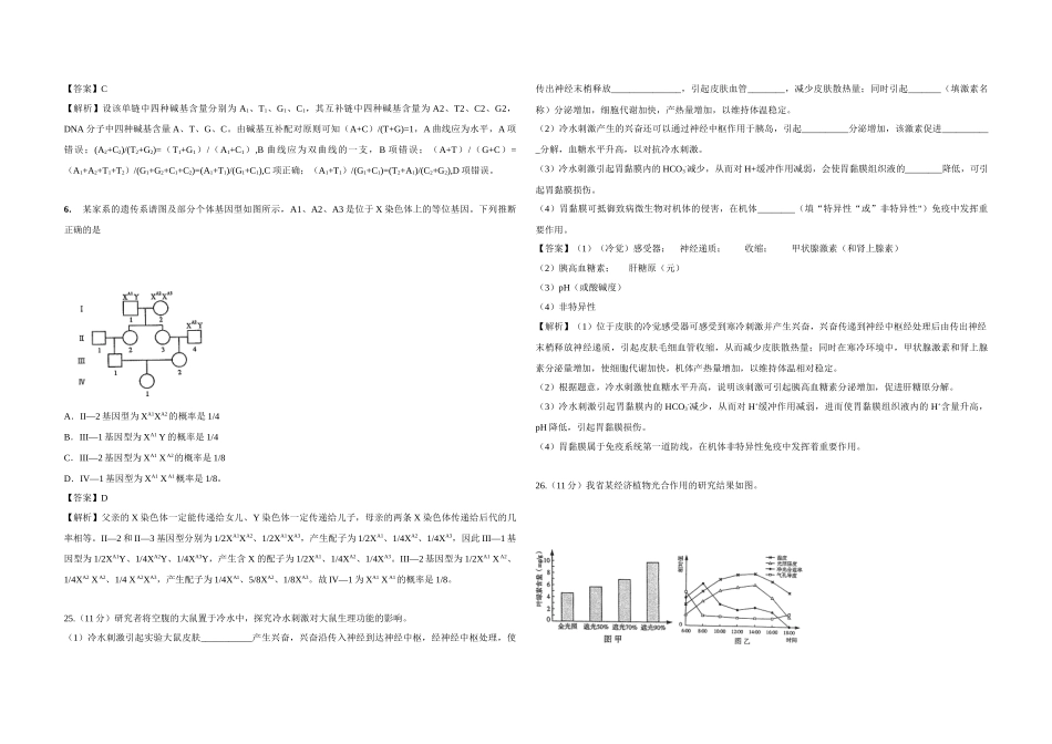 2014年高考真题 生物(山东卷)（含解析版）.docx_第2页