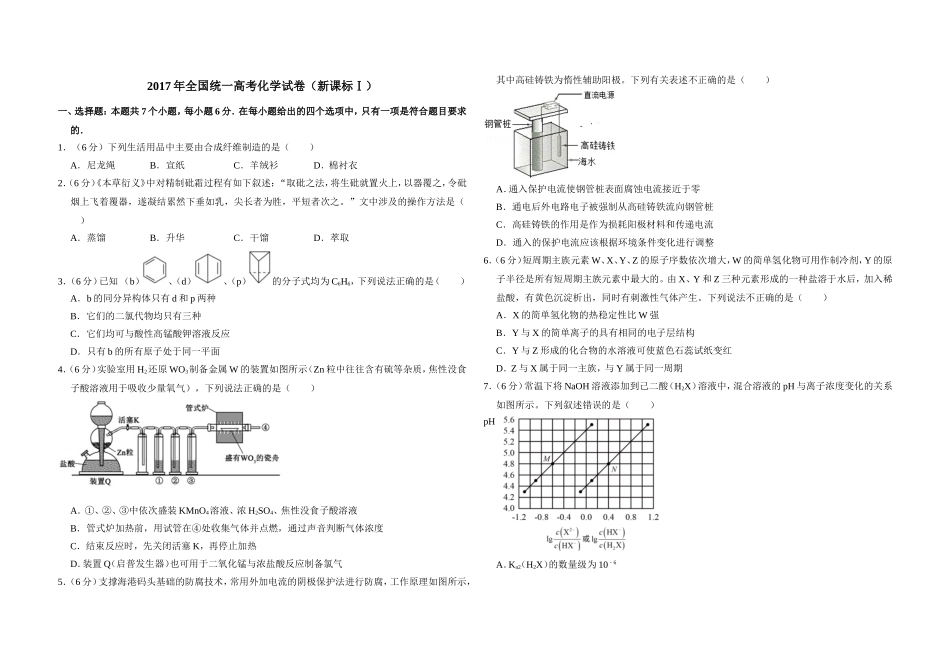 2017年高考真题 化学(山东卷)（含解析版）.doc_第1页
