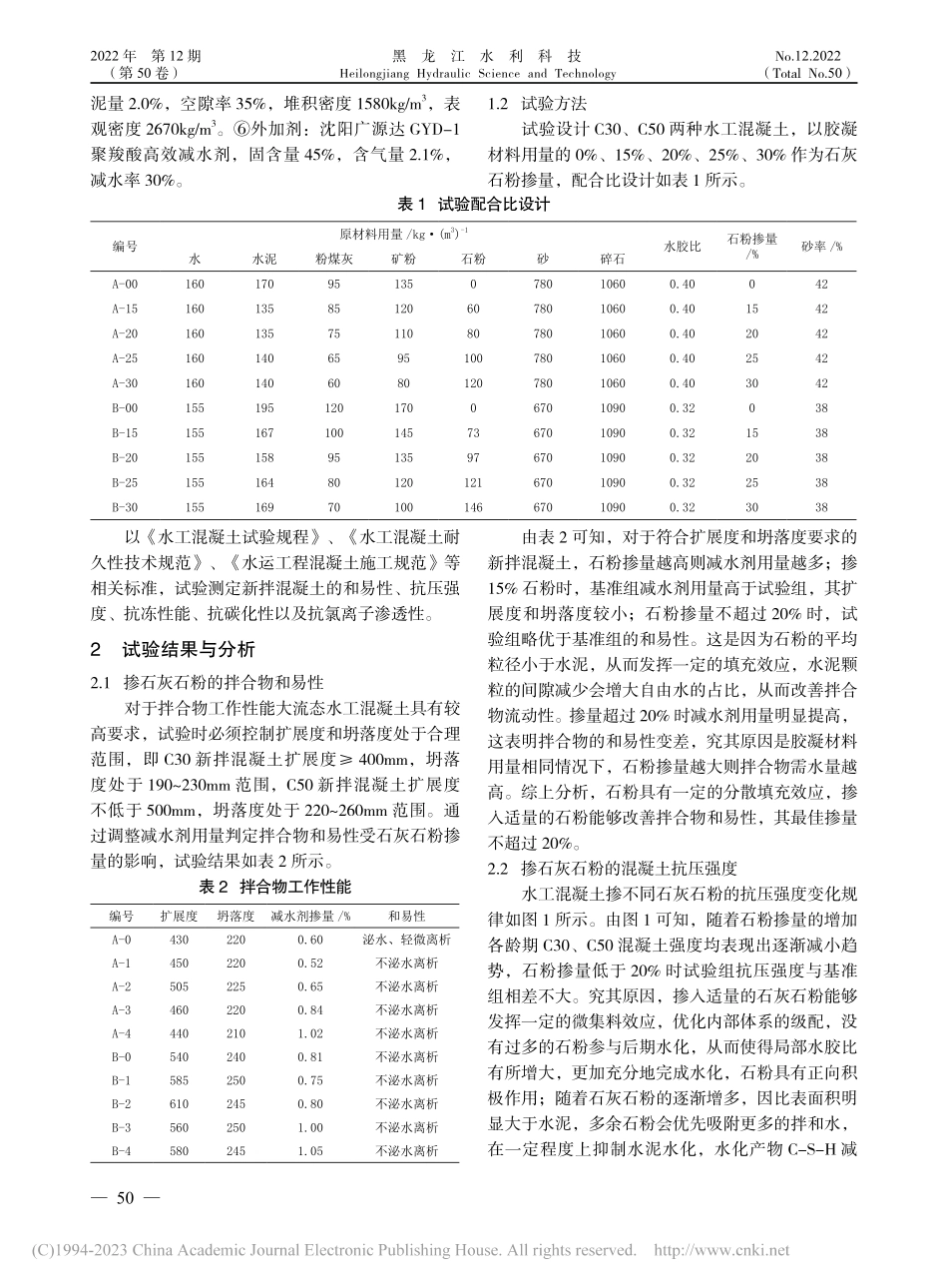 掺石灰石粉的水工混凝土耐久性试验研究_周妍妍.pdf_第2页