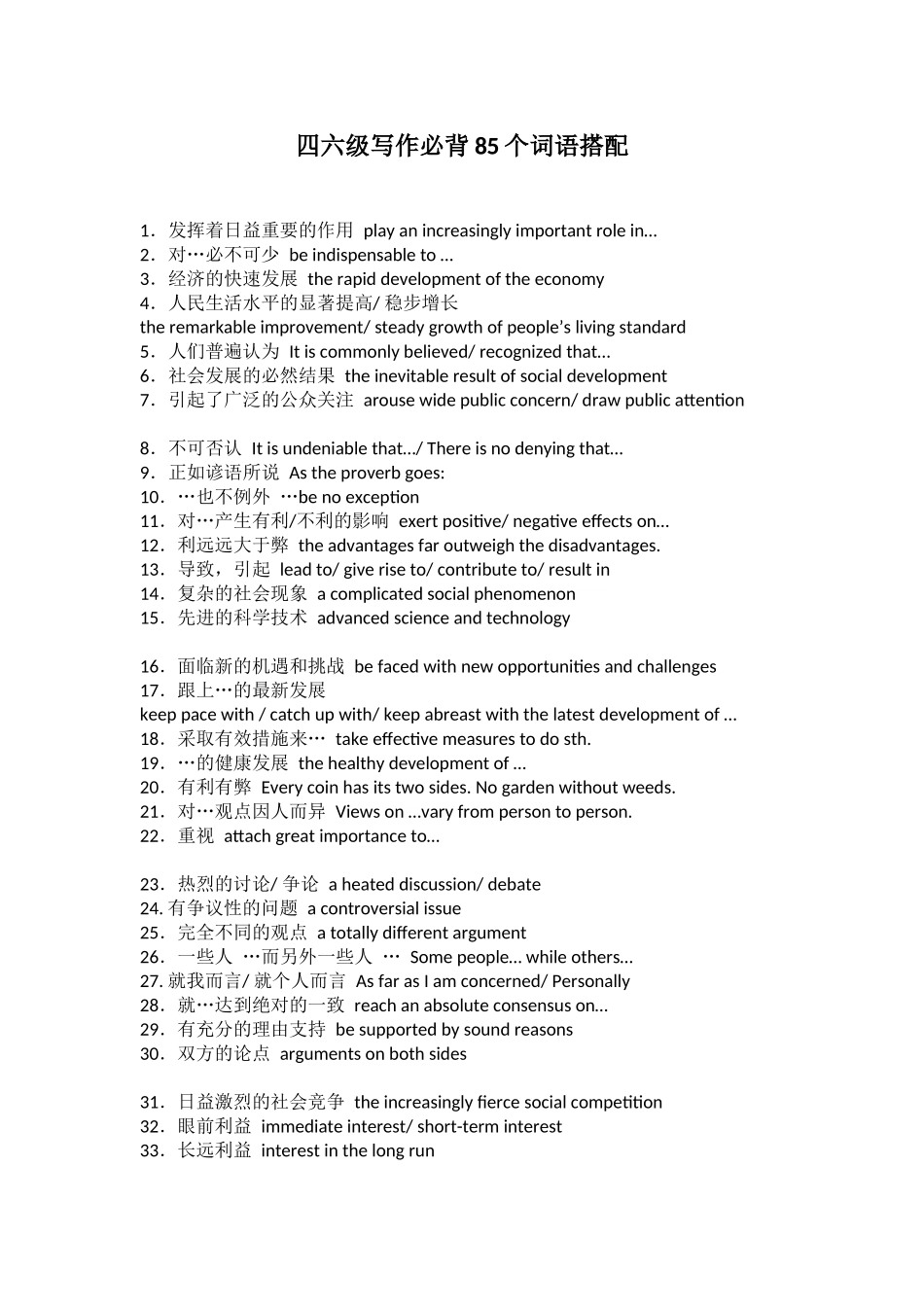 四六级写作必背词汇句式模板【更多资料加入翰轩学社】.docx_第1页