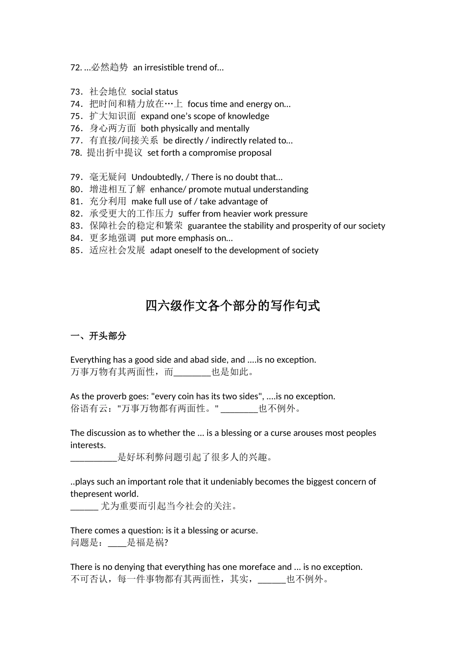 四六级写作必背词汇句式模板【更多资料加入翰轩学社】.docx_第3页