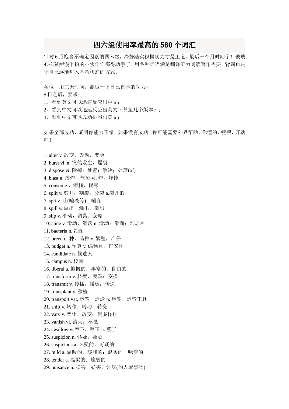 四六级使用率最高的580个词汇【更多资料加入翰轩学社】.doc_第1页